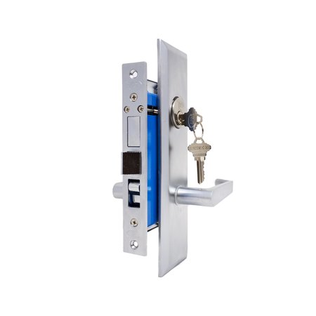 PREMIER LOCK Satin Chrome Mortise Entry Lever Right Hand Lock Set with 2.5 in. Backset and 2 SC1 Keys MR03D